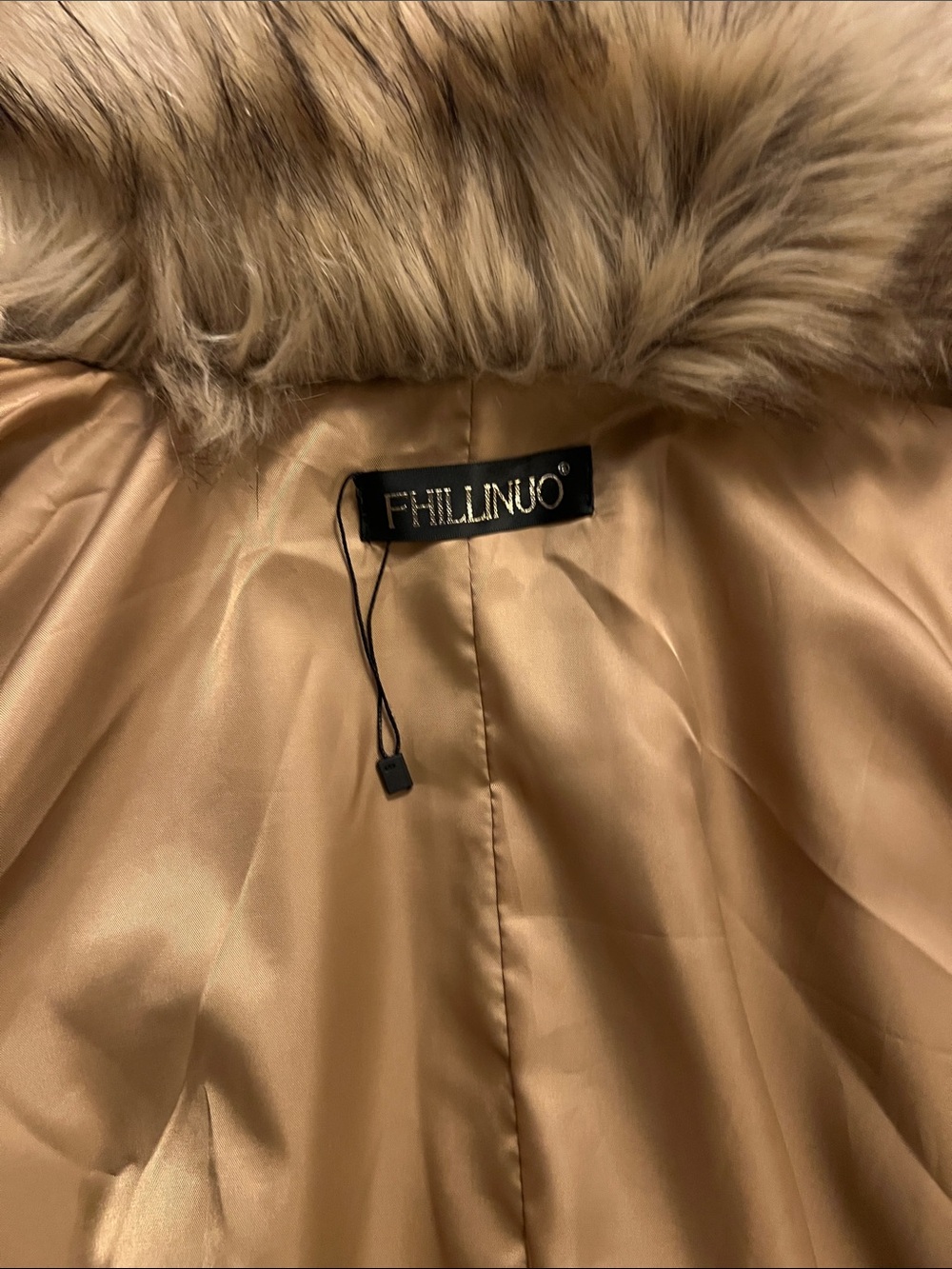 Women's Tan Faux Fur-Trim Trench Coat